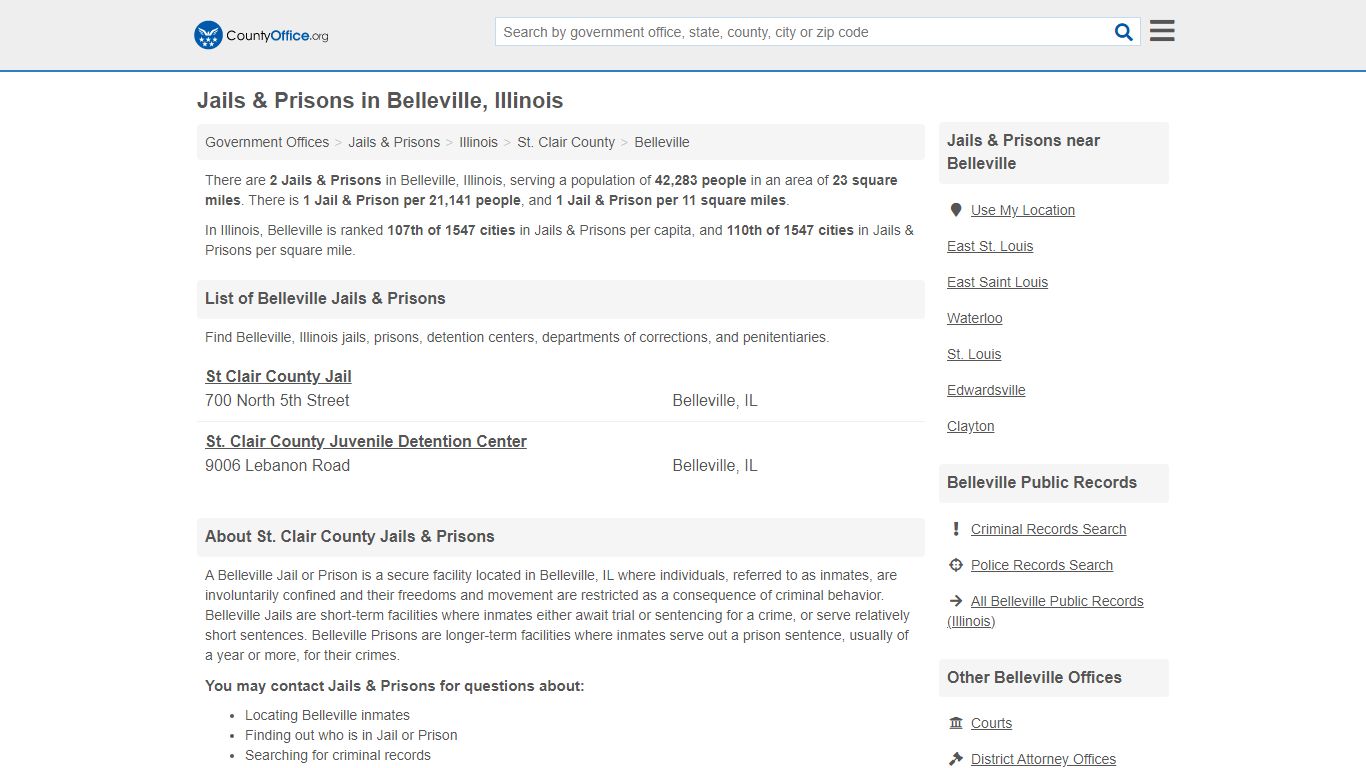 Jails & Prisons - Belleville, IL (Inmate Rosters & Records)